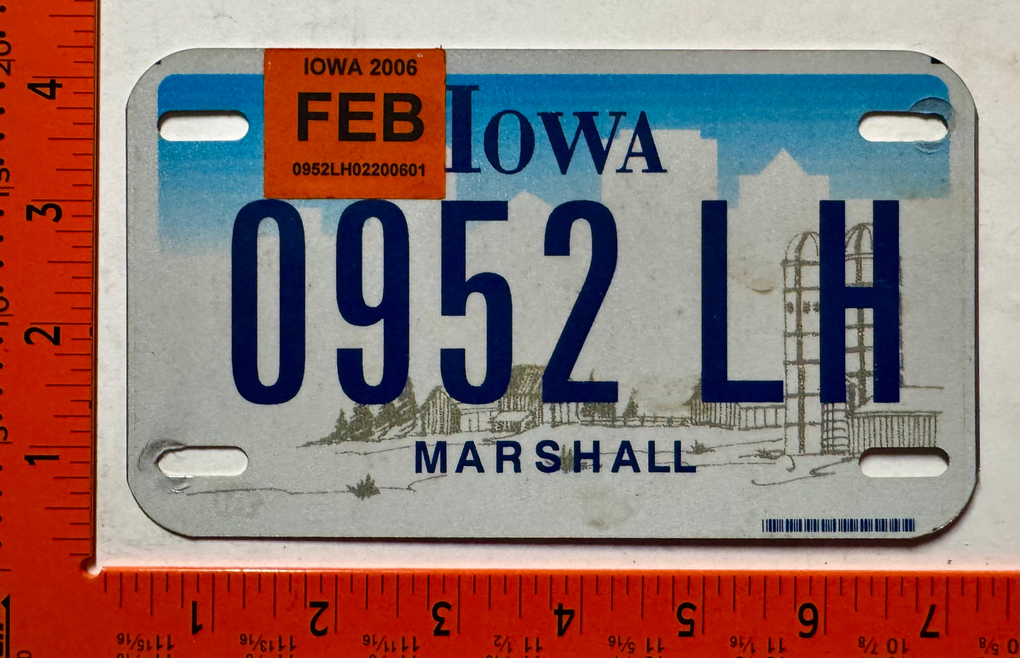 2006 Iowa #0952 LH Motorcycle License Plate