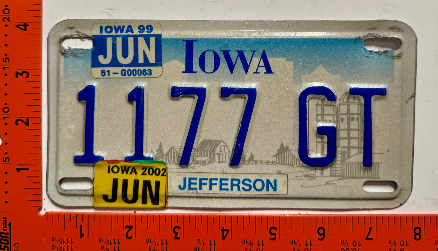 2002 Iowa #1177 GT Motorcycle License Plate