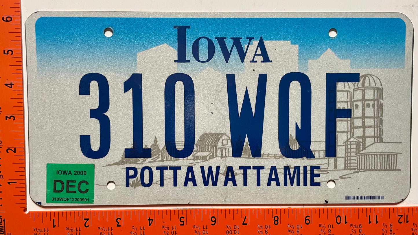 2009 Iowa #310 WQF Passenger License Plate