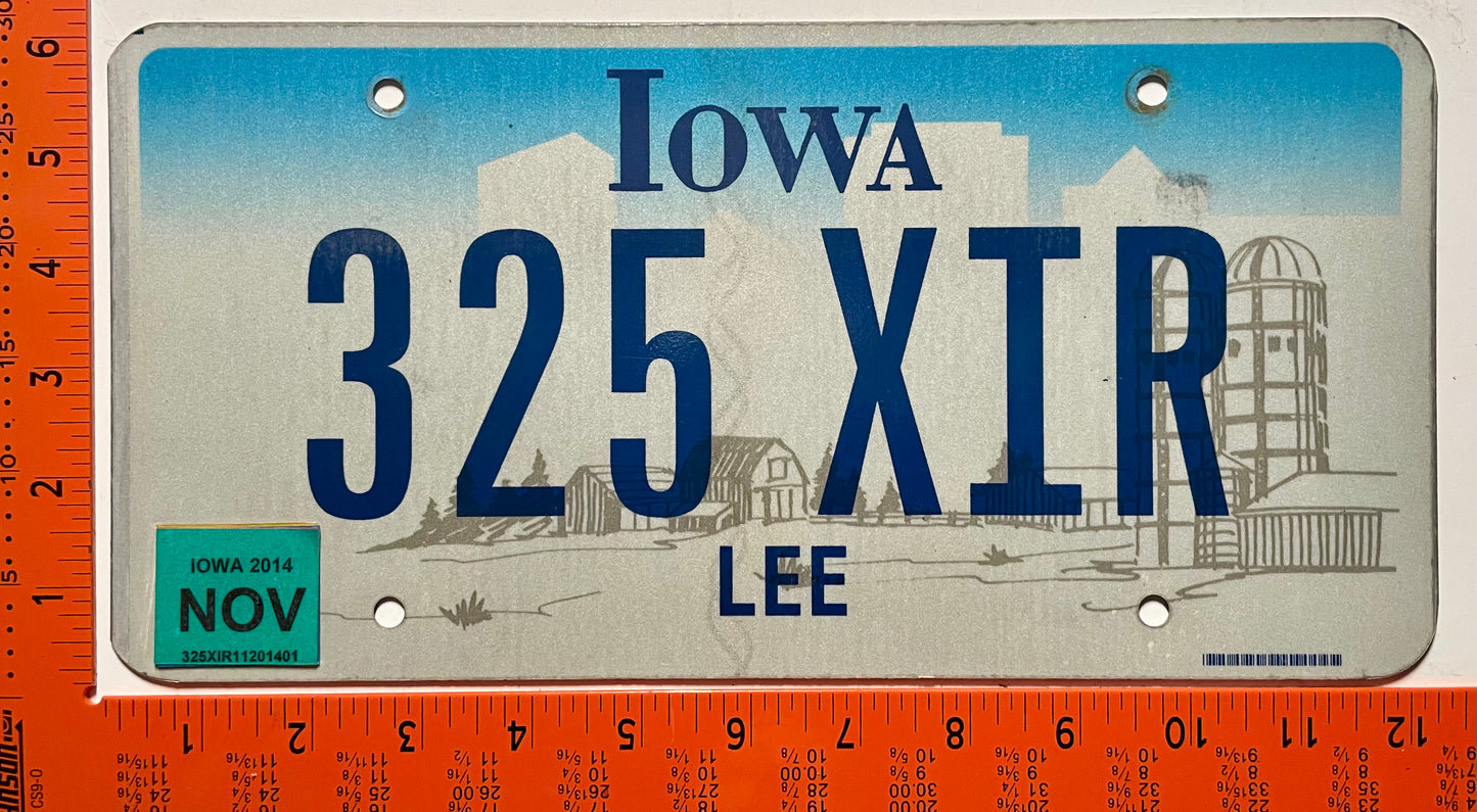 2014 Iowa #325 XIR Passenger License Plate