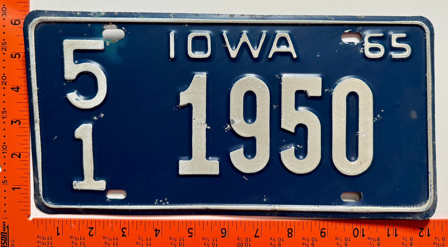 1965 Iowa #5/1 1950 Passenger License Plate