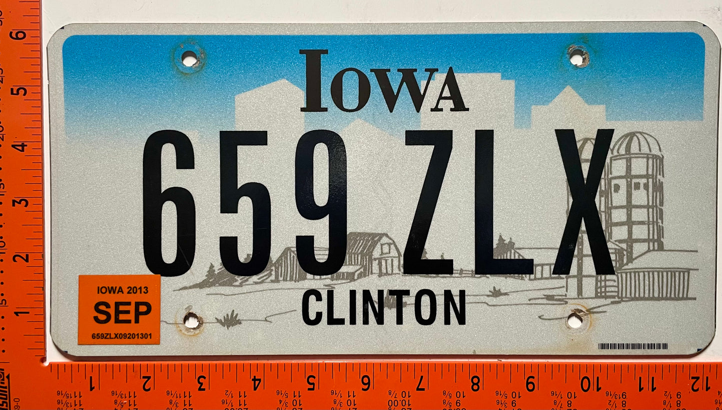 2013 Iowa #659 ZLX Passenger License Plate