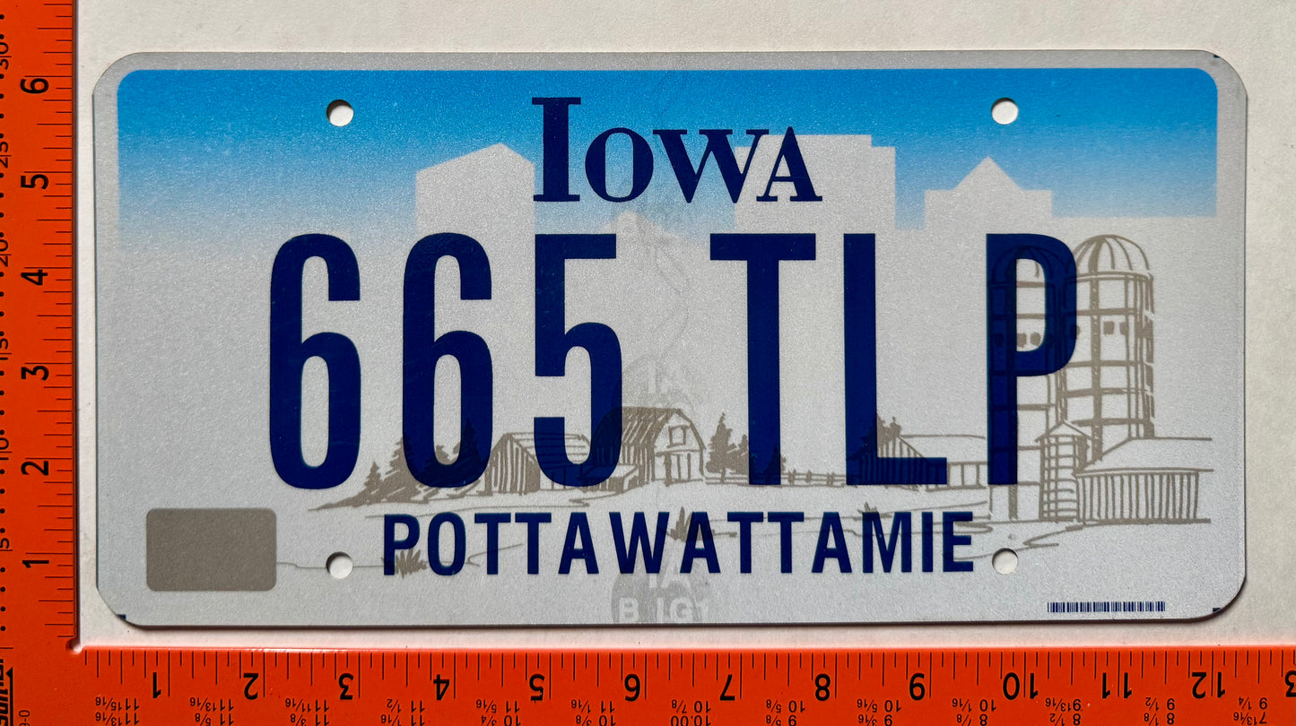 undated Iowa #665 TLP Passenger License Plate