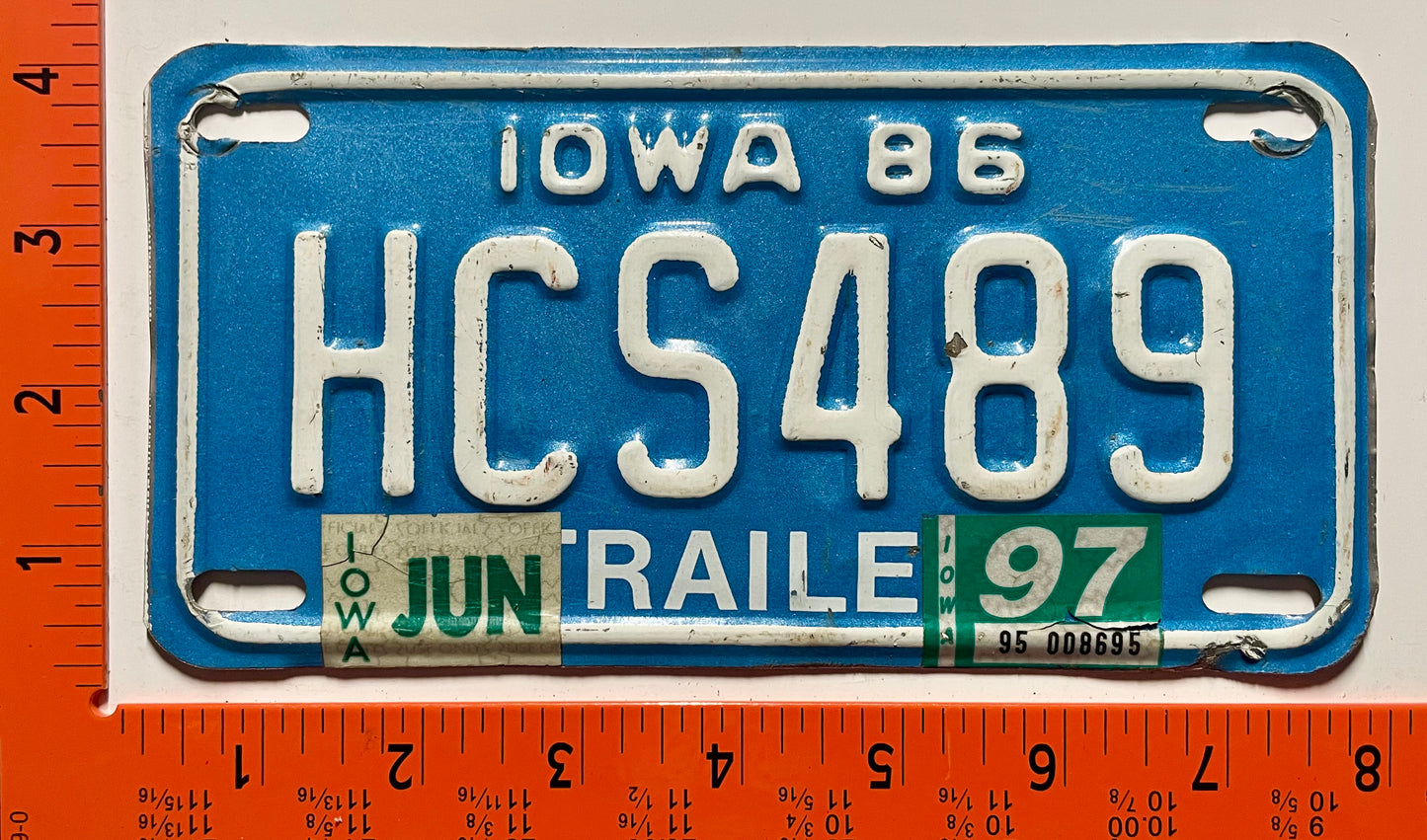 1997 Iowa #HCS489 Trailer License Plate