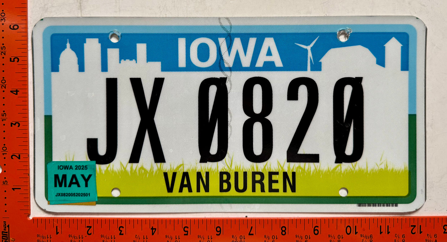 2025 Iowa #JX 0820 Trailer License Plate