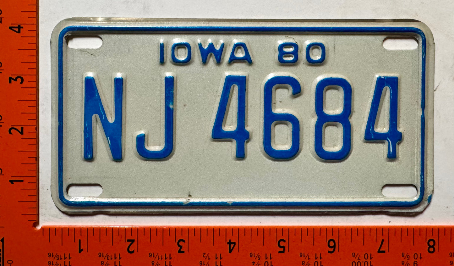 1980 Iowa #NJ 4684 Motorcycle License Plate
