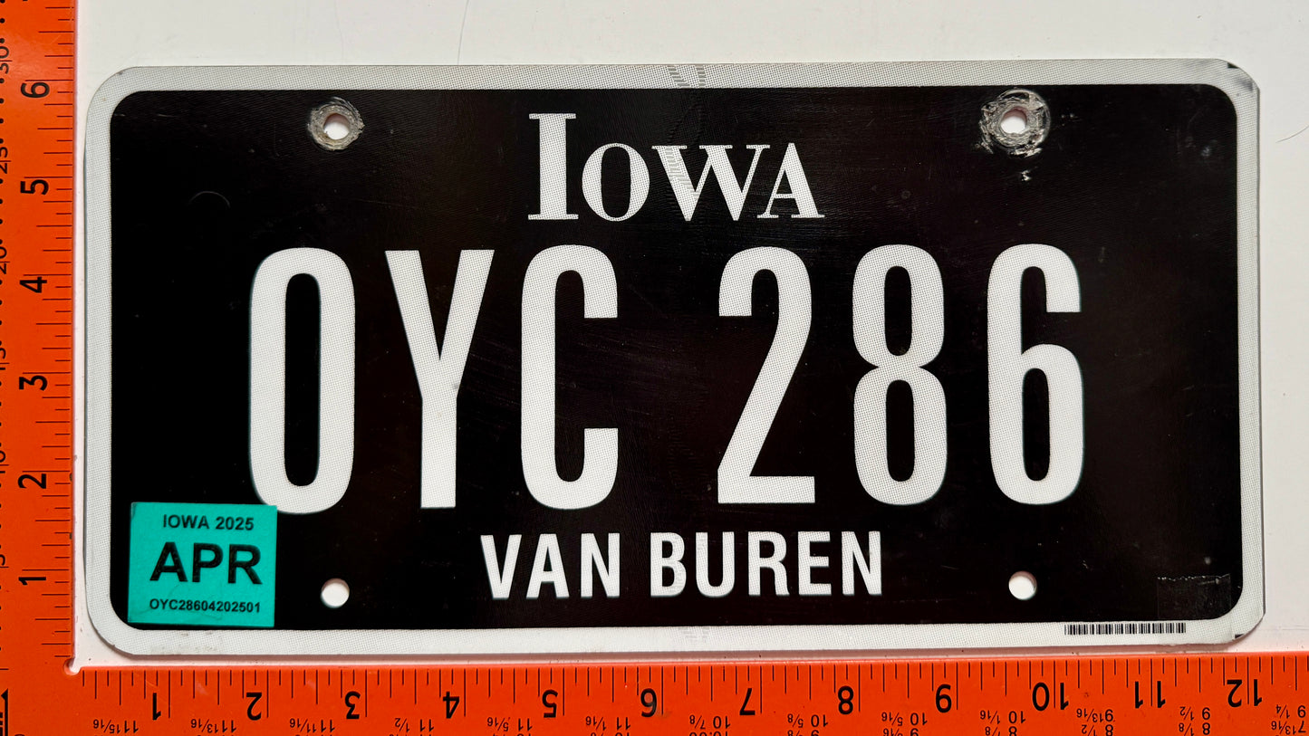 2025 Iowa #OYC 286 Passenger "Blackout" License Plate