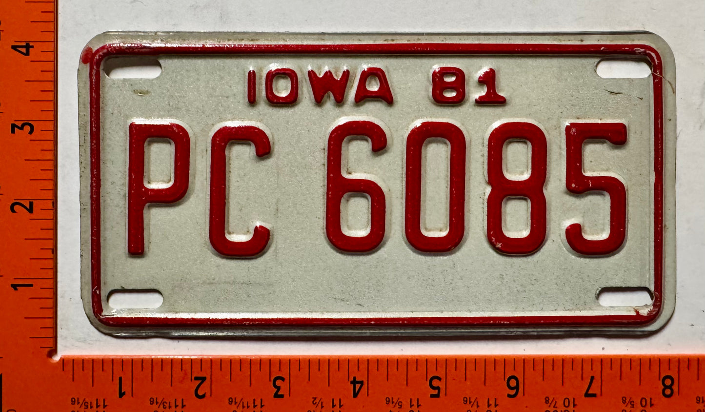 1981 Iowa #PC 6085 Motorcycle License Plate