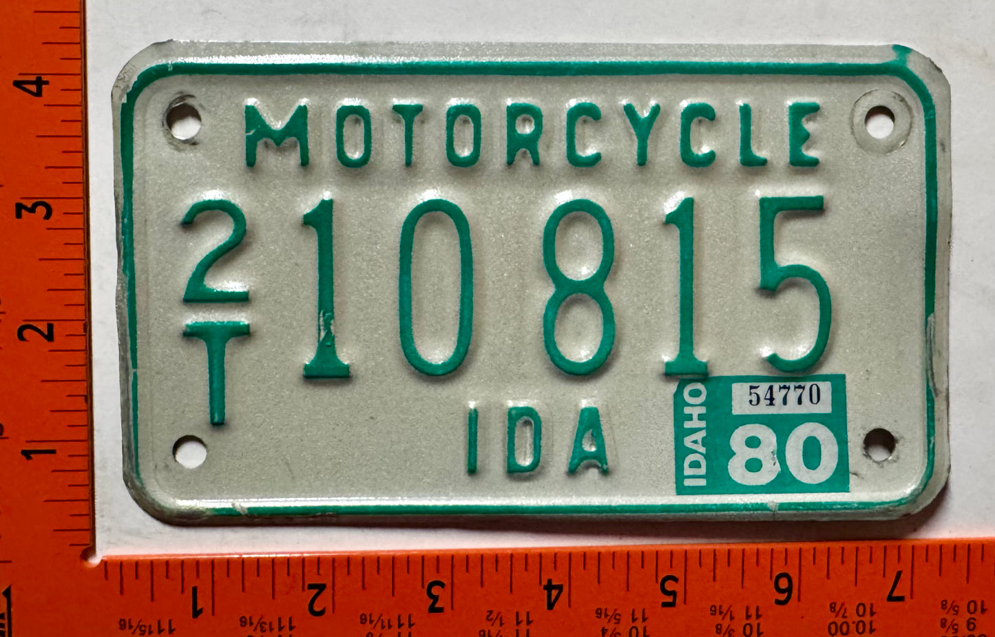 1980 Idaho #2/T 10 815 Motorcycle License Plate