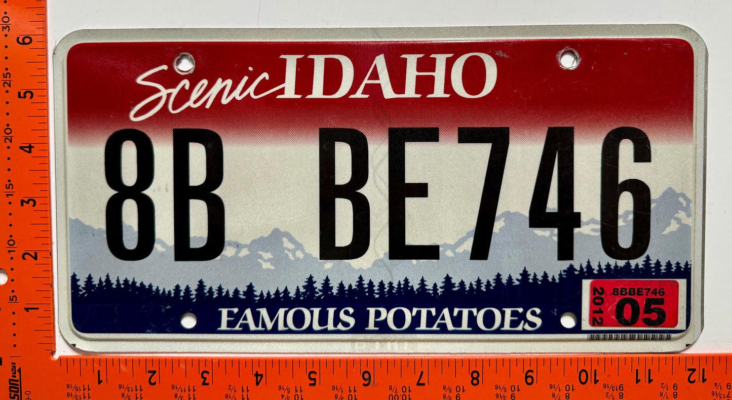 2012 Idaho #8B BE746 Passenger License Plate