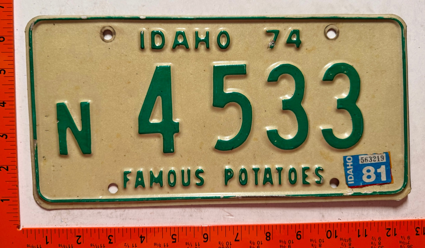 1981 Idaho #N4 533 Passenger License Plate