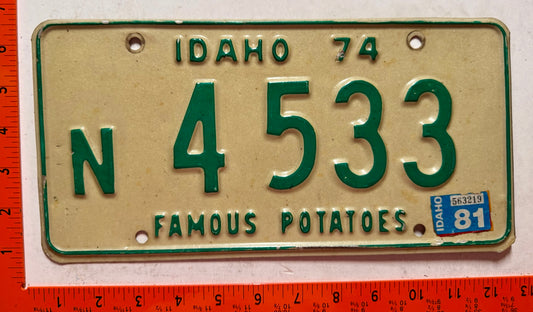 1981 Idaho #N4 533 Passenger License Plate