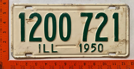 1950 Illinois #1200 721 Passenger License Plate