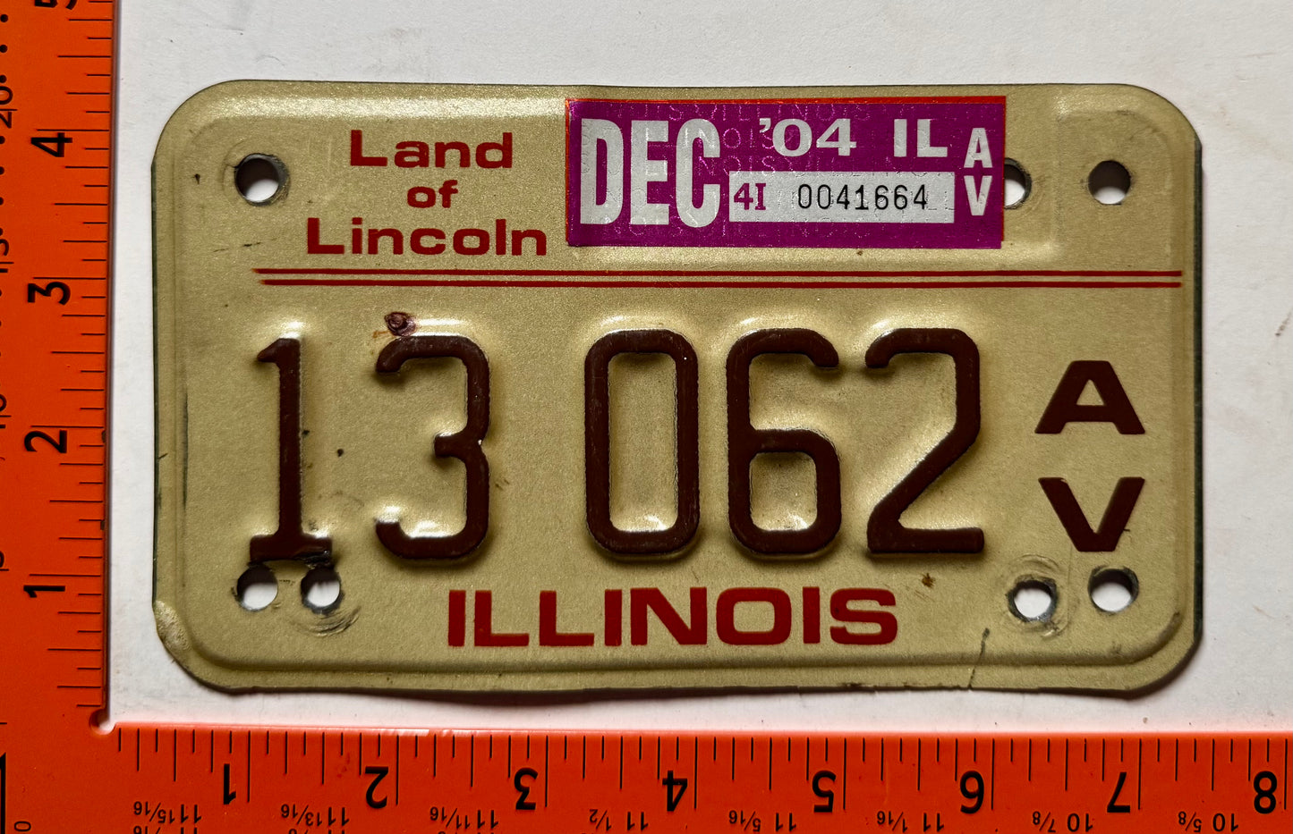 2004 Illinois #13062 A/V Antique Motorcycle License Plate