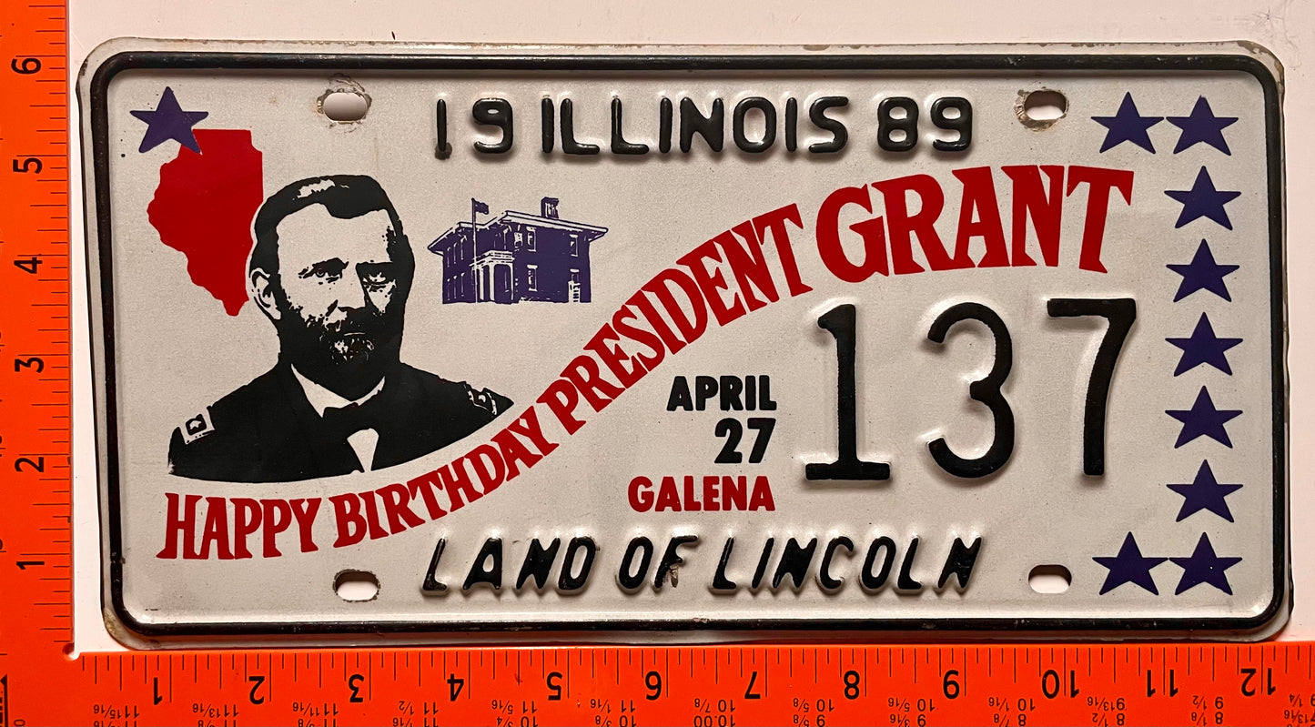 1989 Illinois #137 Special Event Ulysses S Grant Birthday License Plate