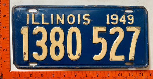 1949 Illinois #1380 527 Passenger License Plate
