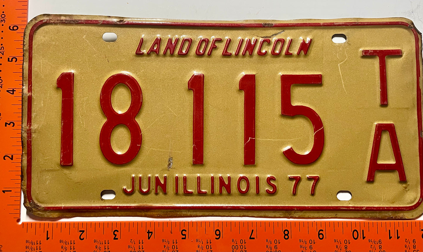 1977 Illinois #18115 T/A Trailer License Plate