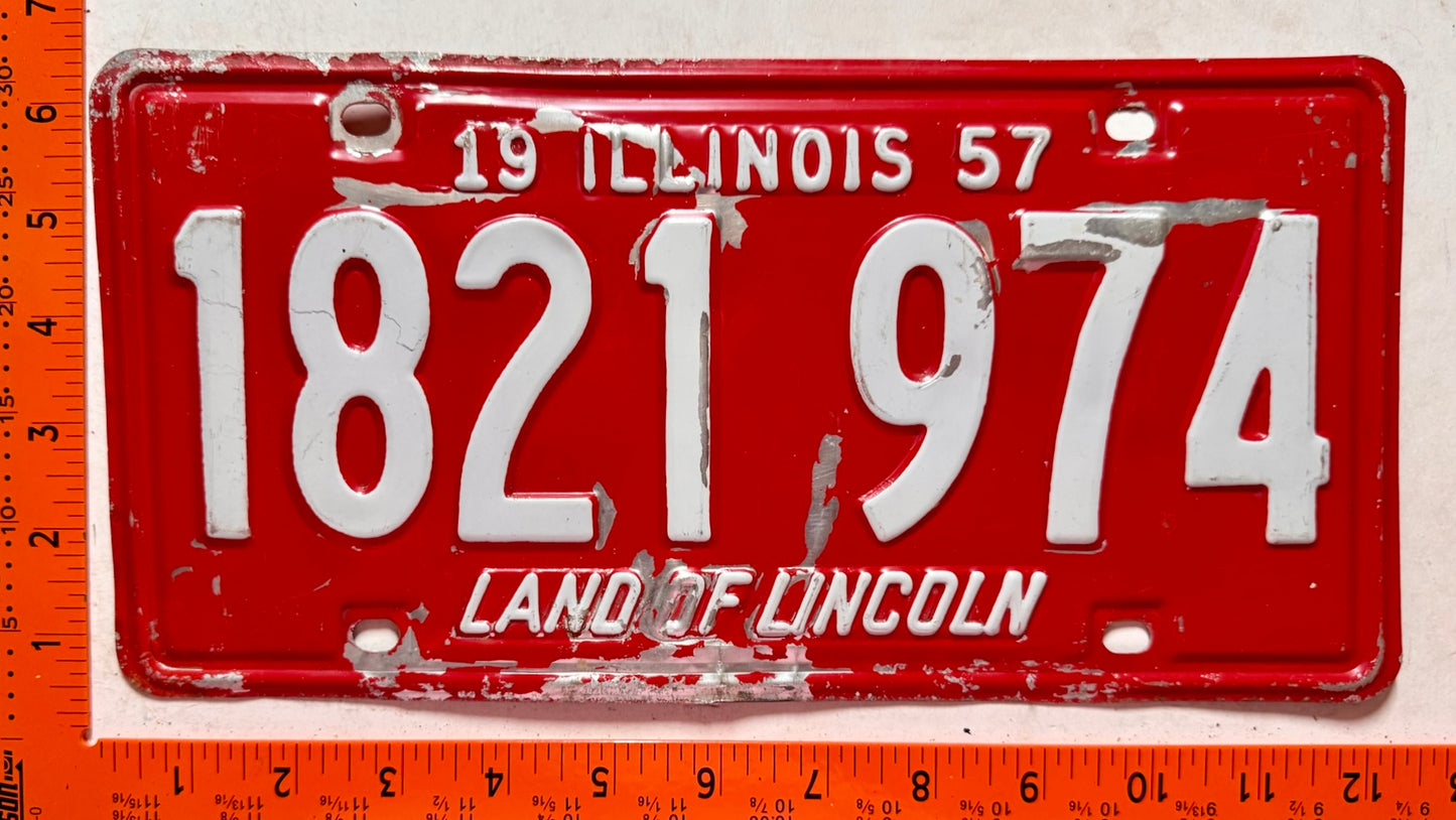 1957 Illinois #1821 974 Passenger License Plate
