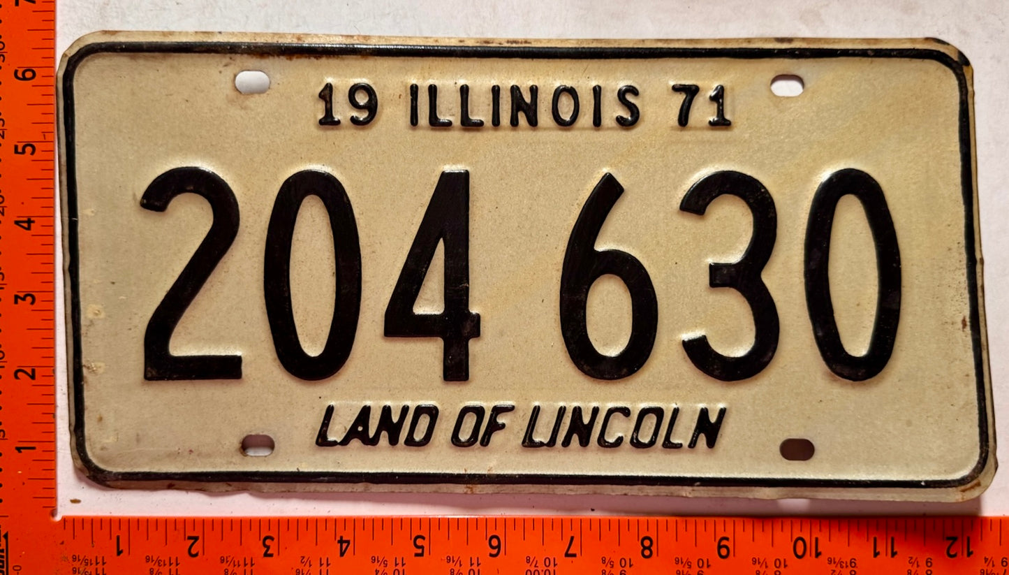1971 Illinois #204 630 Passenger License Plate