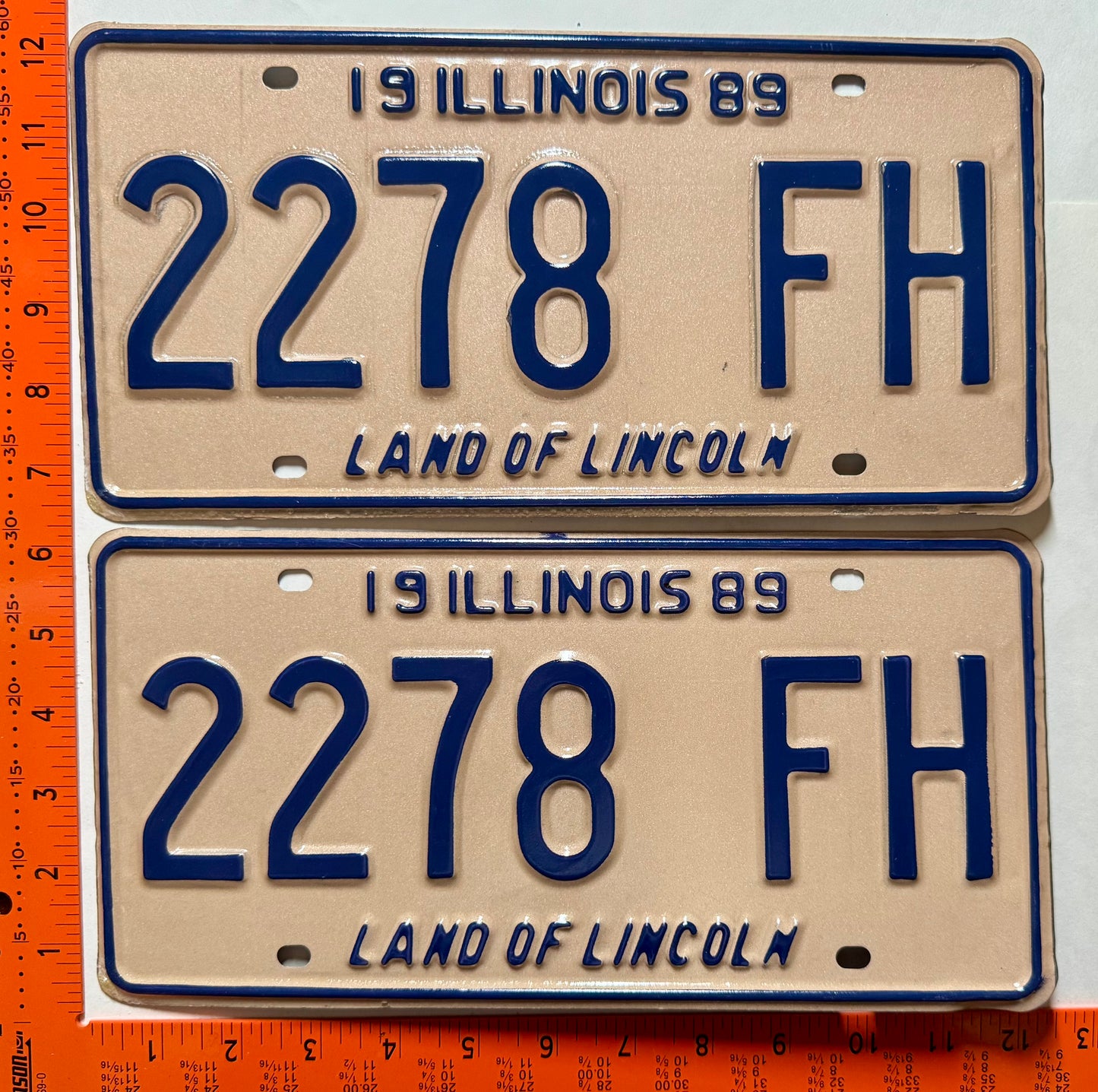 1989 Illinois #2278 FH Hearse License Plate Pair