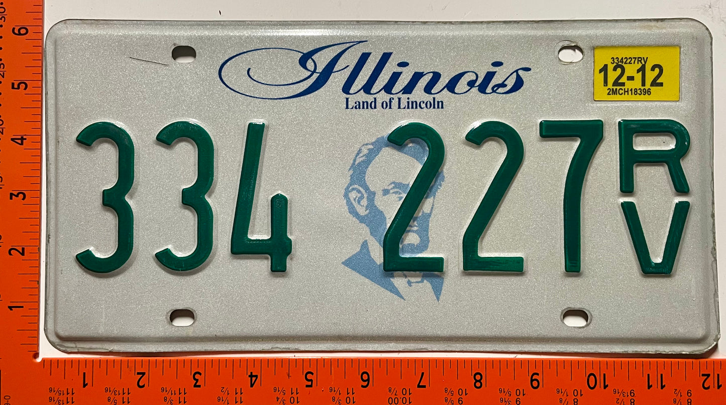 2012 Illinois #334227 RV Recreational Vehicle License Plate