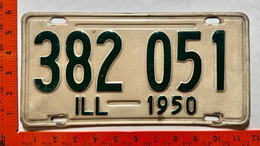 1950 Illinois #382 051 Passenger License Plate