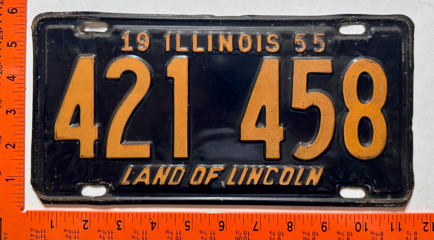 1955 Illinois #421 458 Passenger License Plate