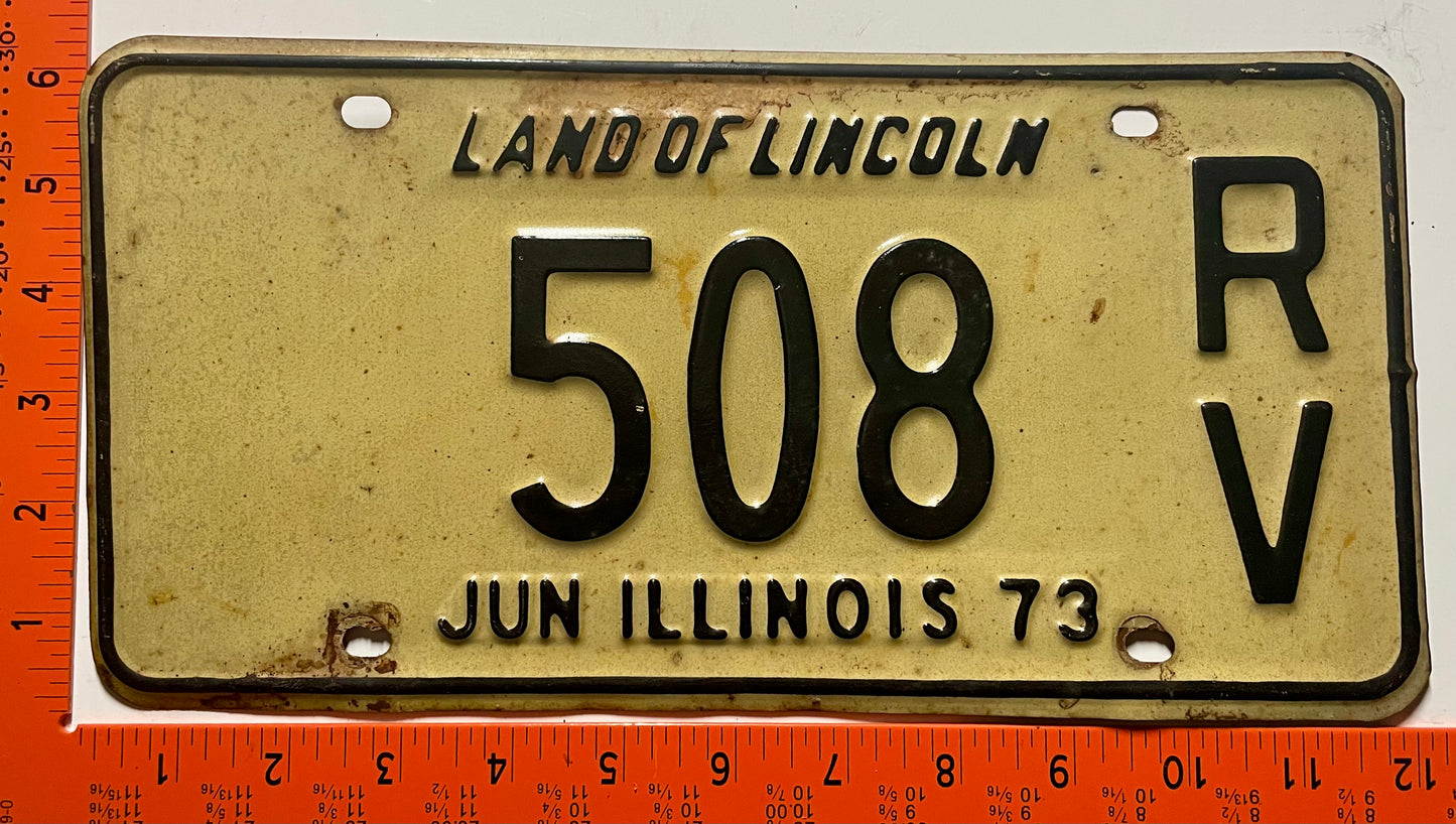 1973 Illinois #508 RV Recreational Vehicle License Plate