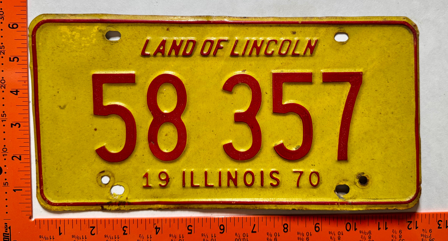 1970 Illinois #58 357 Passenger License Plate