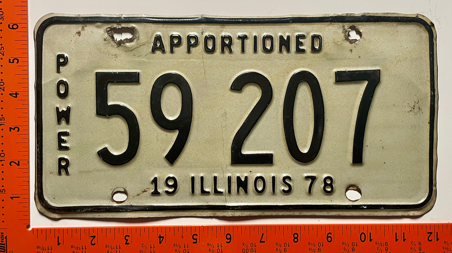 1978 Illinois #59 207 Apportioned License Plate