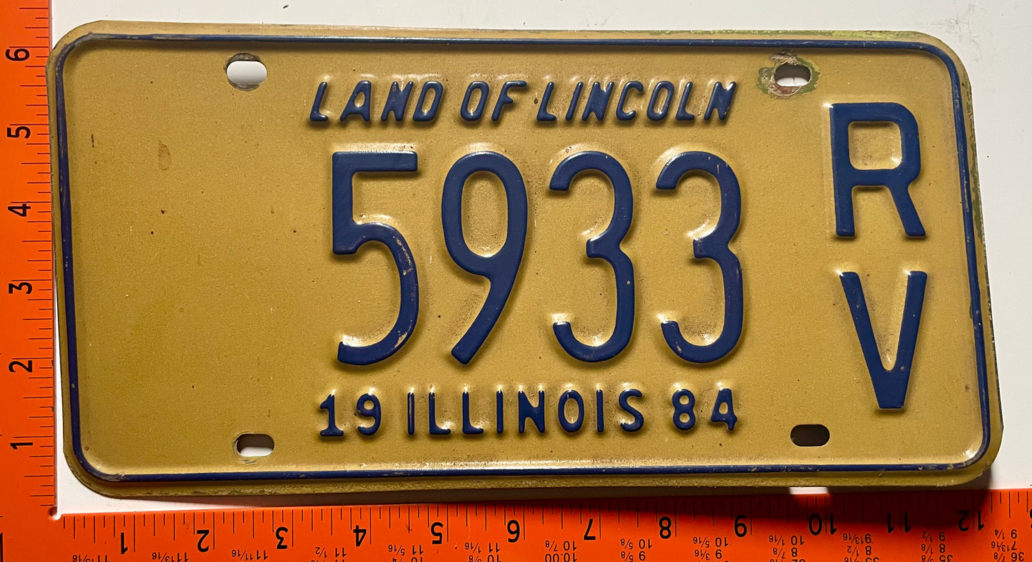 1984 Illinois #5933 RV Recreational Vehicle License Plate
