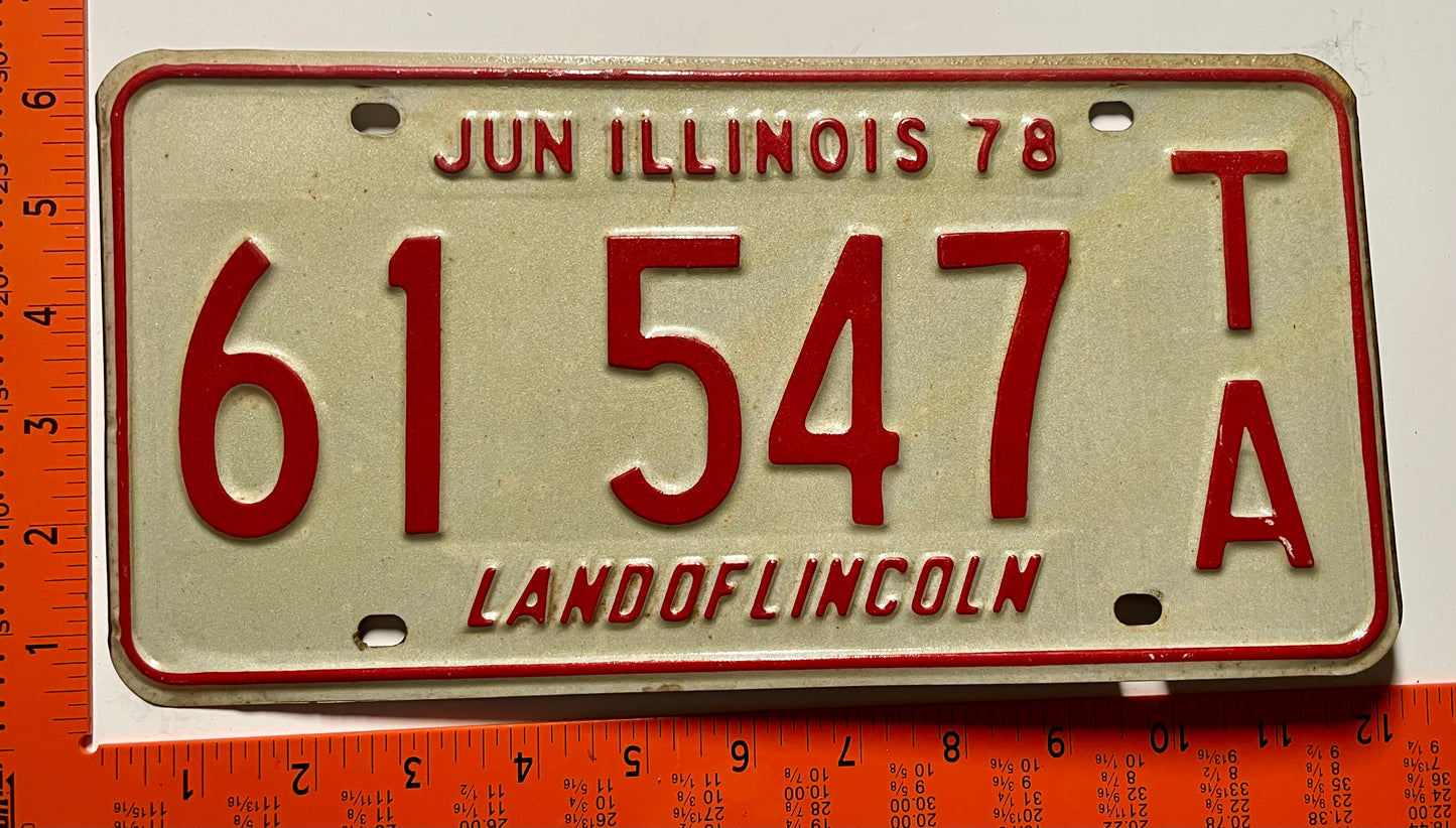 1978 Illinois #61547 T/A Trailer License Plate