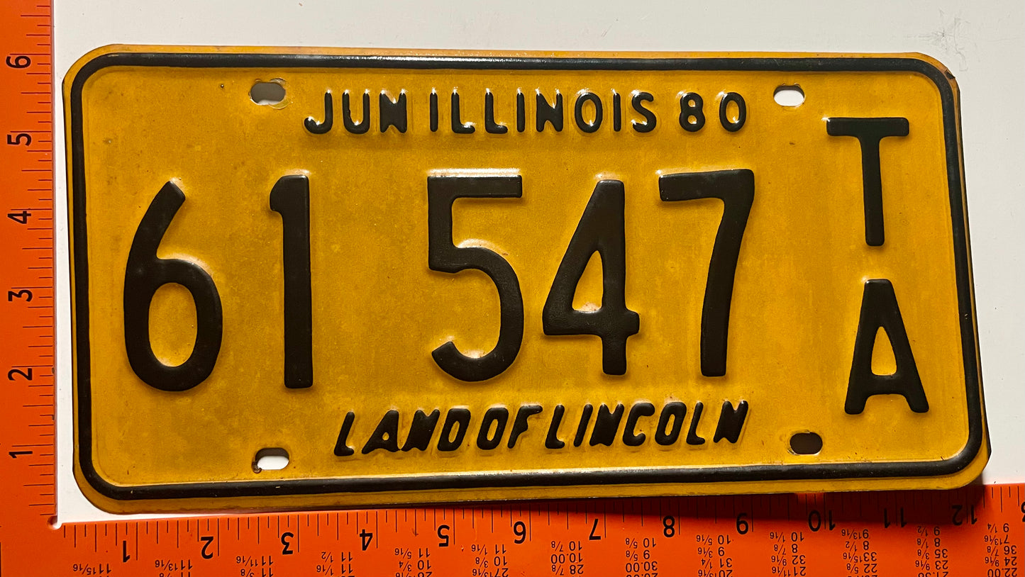 1980 Illinois #61547 T/A Trailer License Plate