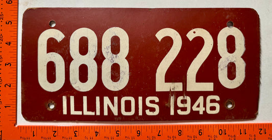 1946 Illinois #688 228 Passenger License Plate