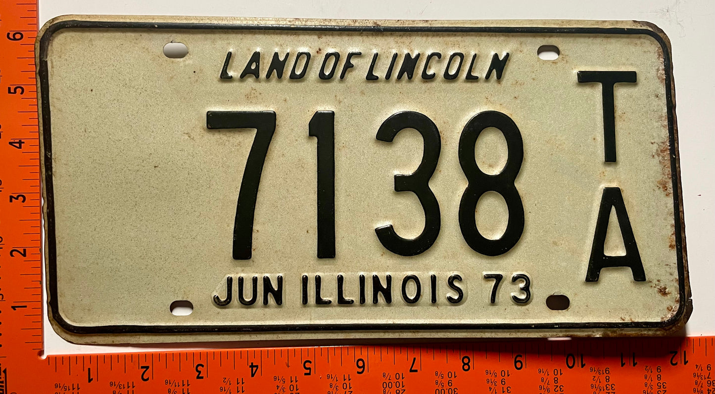 1973 Illinois #7138 T/A Trailer License Plate