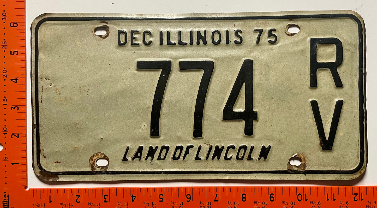 1975 Illinois #774 RV Recreational Vehicle License Plate