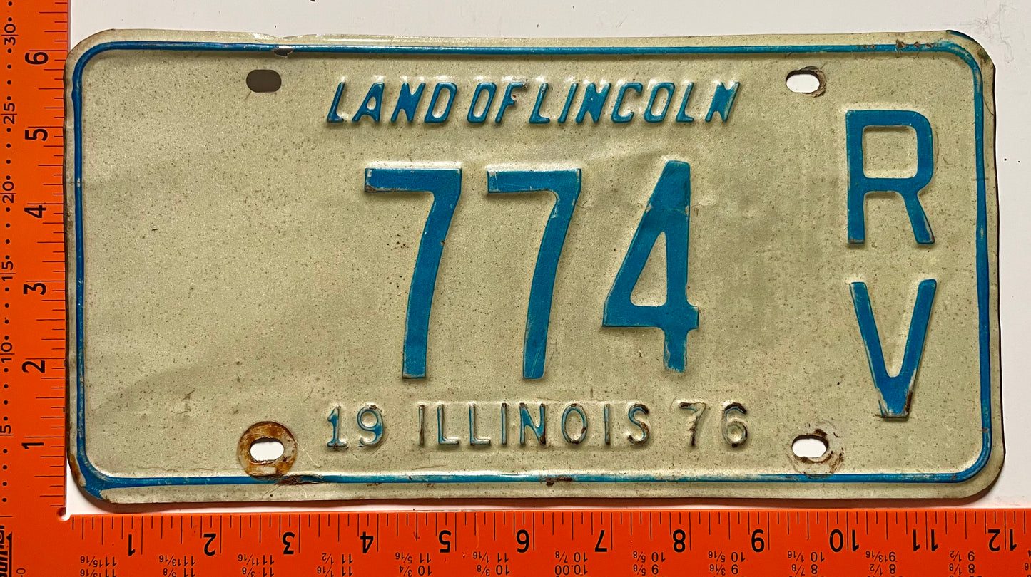 1976 Illinois #774 RV Recreational Vehicle License Plate