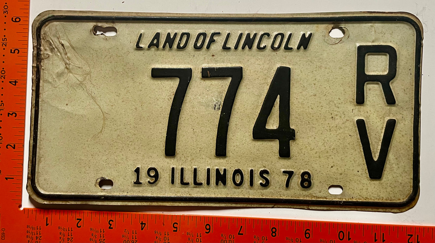 1978 Illinois #774 RV Recreational Vehicle License Plate