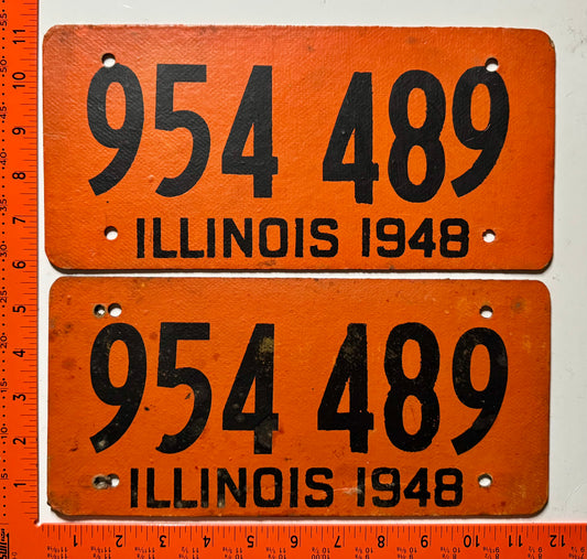1948 Illinois #954 489 Passenger License Plate (Pair)