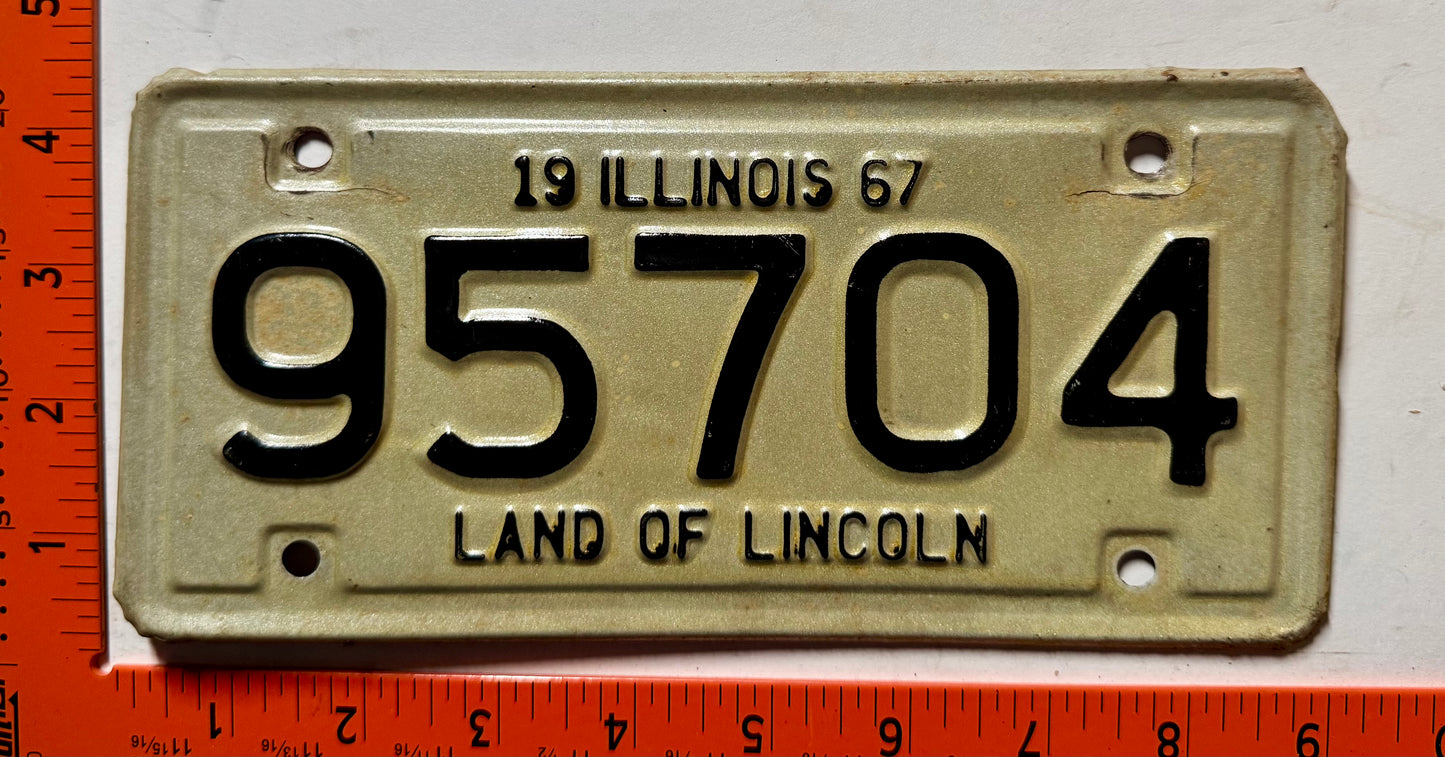 1967 Illinois #95704 Motorcycle License Plate