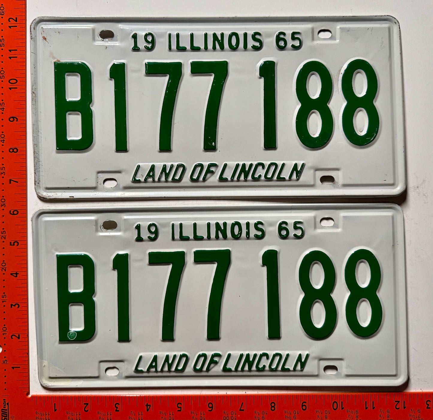 1965 Illinois #B177188 Truck License Plate (Pair)