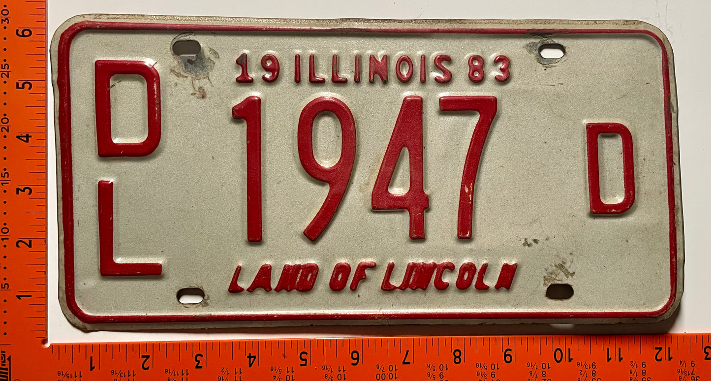 1983 Illinois #D/L 1947D Dealer License Plate