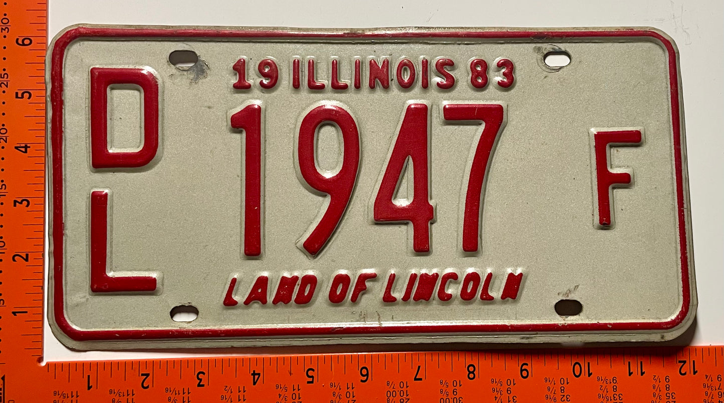 1983 Illinois #D/L 1947F Dealer License Plate