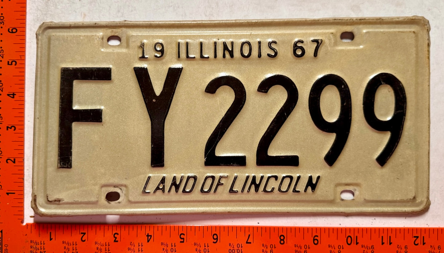 1967 Illinois #FY 2299 Passenger License Plate
