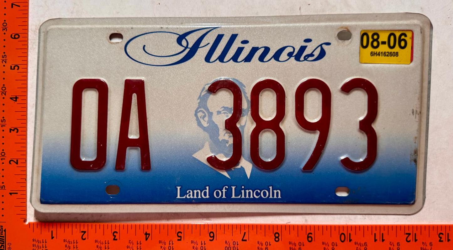 2006 Illinois #OA 3893 Passenger License Plate