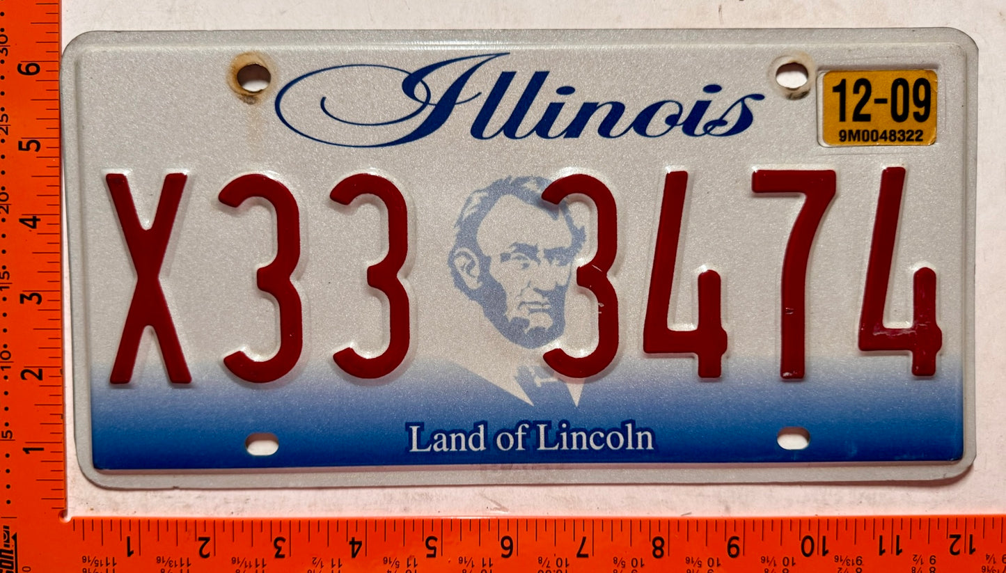 2009 Illinois #X33 3474 Passenger License Plate
