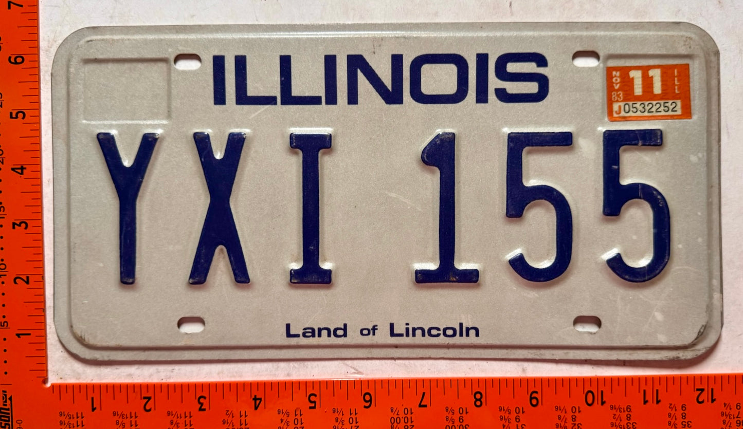 1983 Illinois #YXI 155 Passenger License Plate