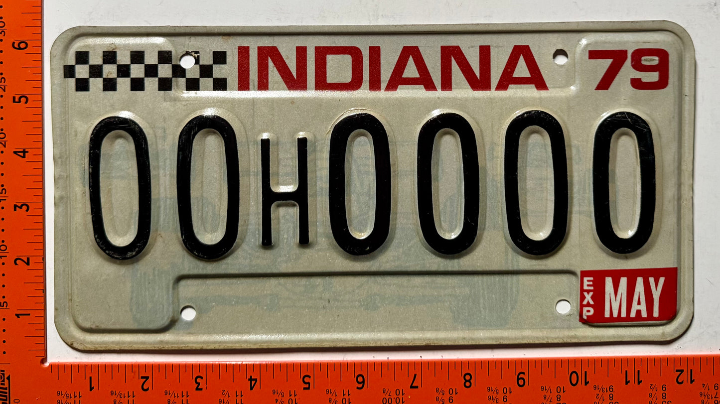 1979 Indiana #00H0000 Passenger Sample License Plate