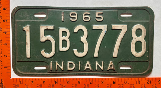 1965 Indiana #15B3778 Passenger License Plate