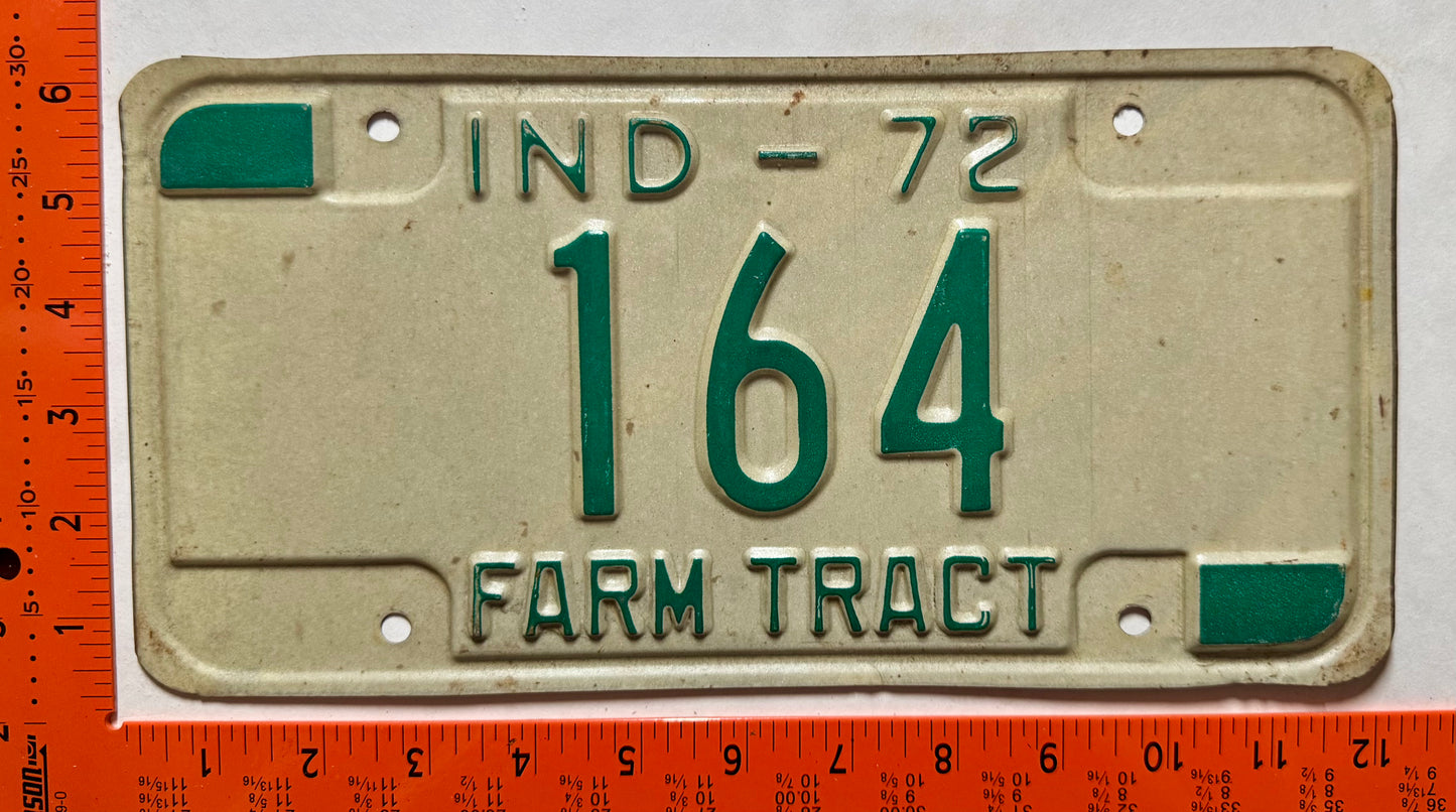 1972 Indiana #164 Farm Tractor License Plate